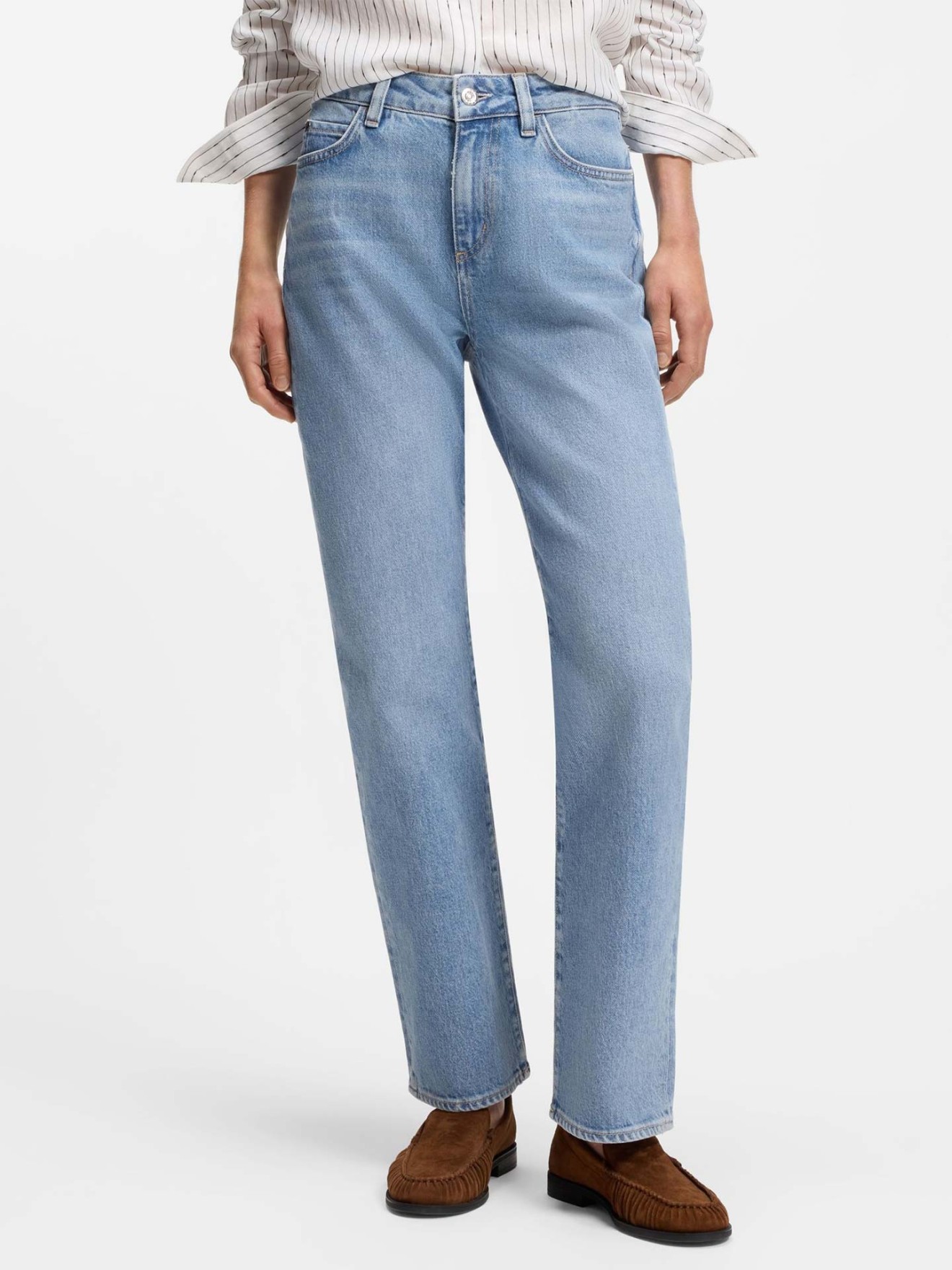 Calças de Ganga de Perna Reta