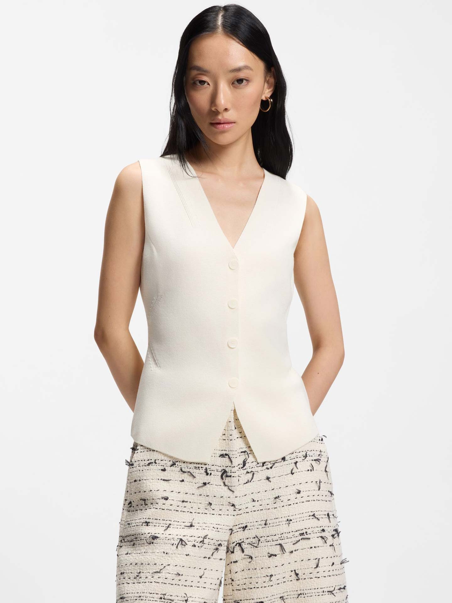 Colete de Malha com Decote em V