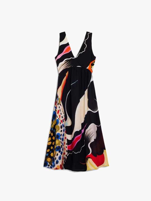 Vestido Midi com Decote em V