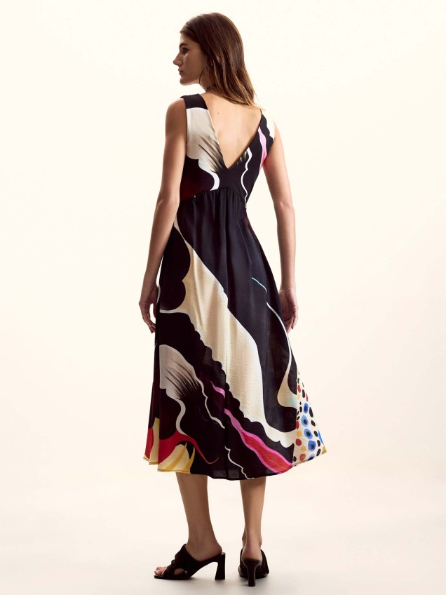 Vestido Midi com Decote em V