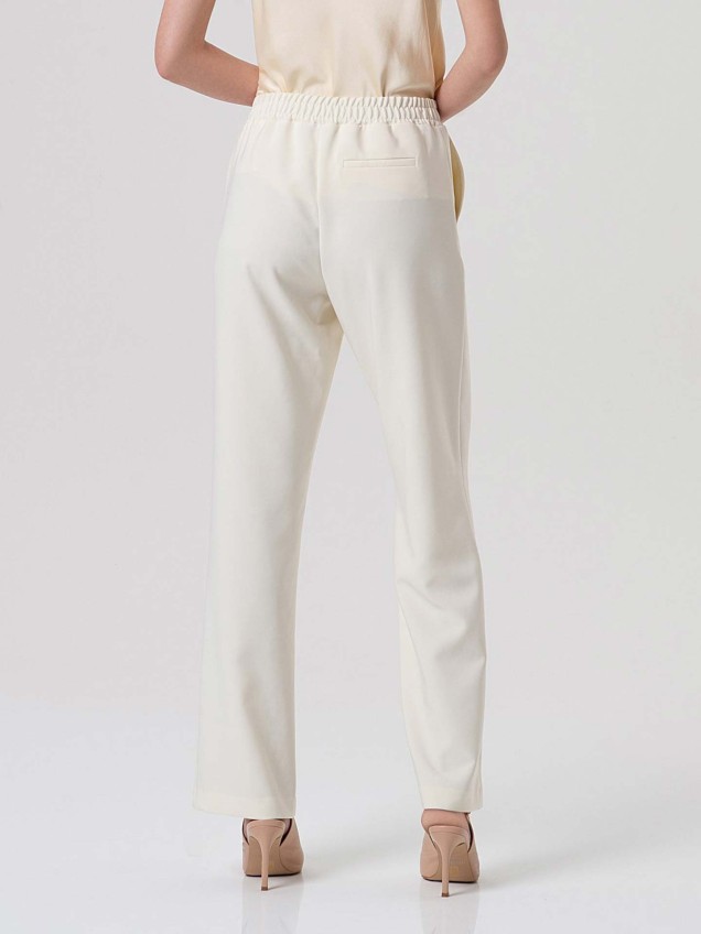 Calças de Perna Direita com Cordão de Ajuste