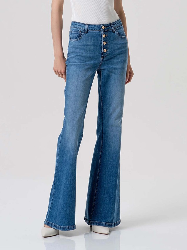 Cal�as de Ganga Flared de Cintura Subida