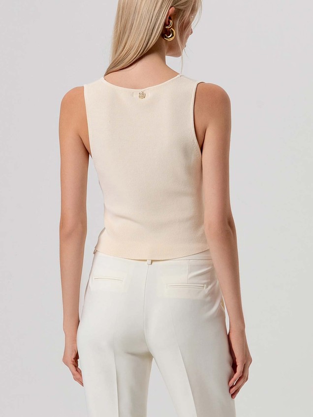 Colete de Malha com Decote em V