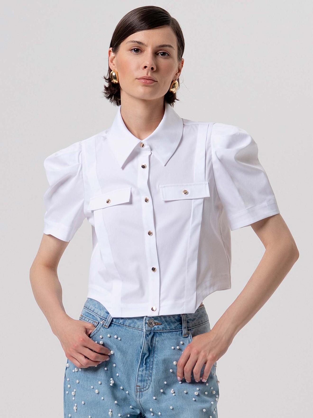 Camisa Cropped de Popelina