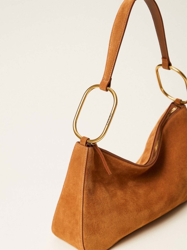 Mala de Ombro Hobo Liliane Média em Camurça