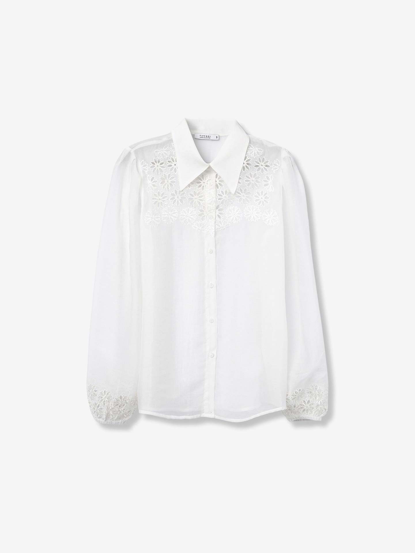 Camisa com Bordado Perfurado Floral