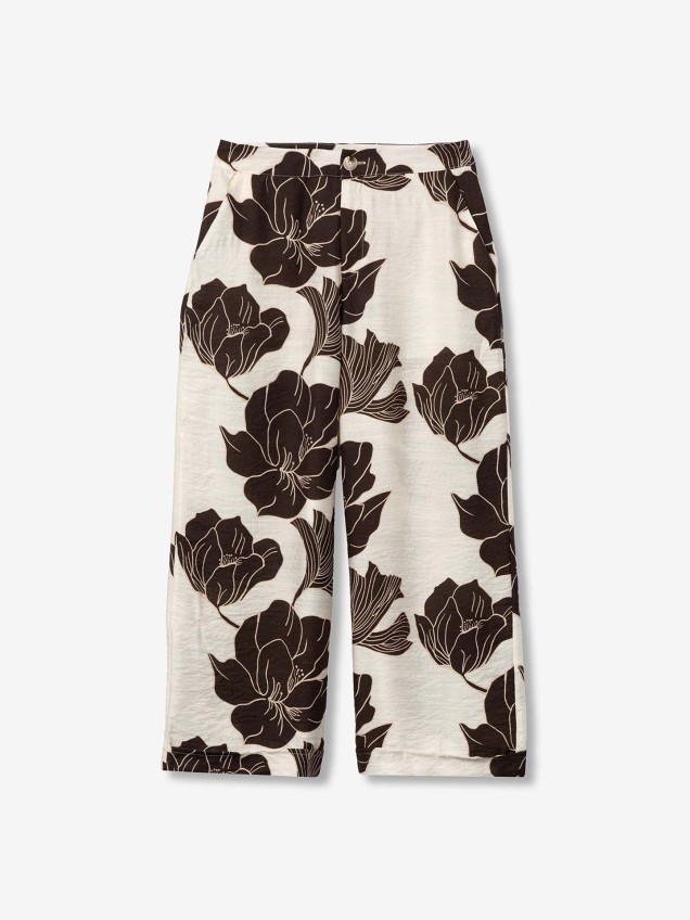 Cal�as Culotte com Padr�o Floral