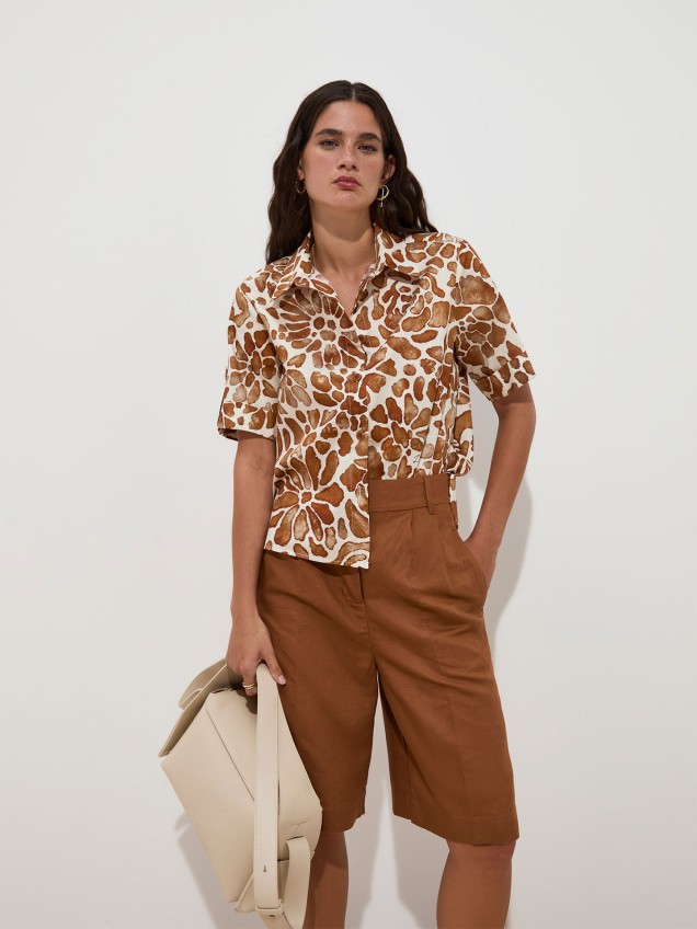 Camisa de Manga Curta com Estampado Floral