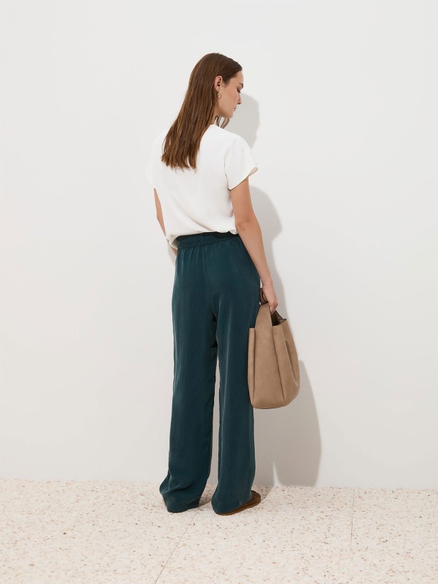 Calças Fluidas de Perna Direita