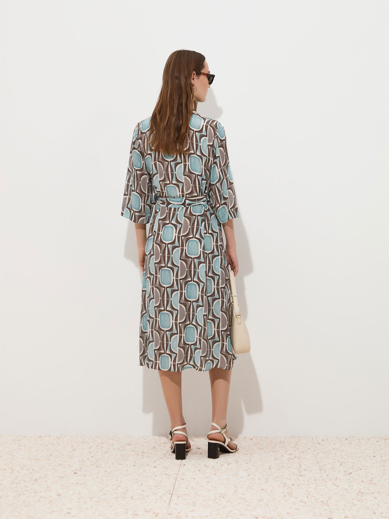 Vestido Camiseiro Midi com Padr�o