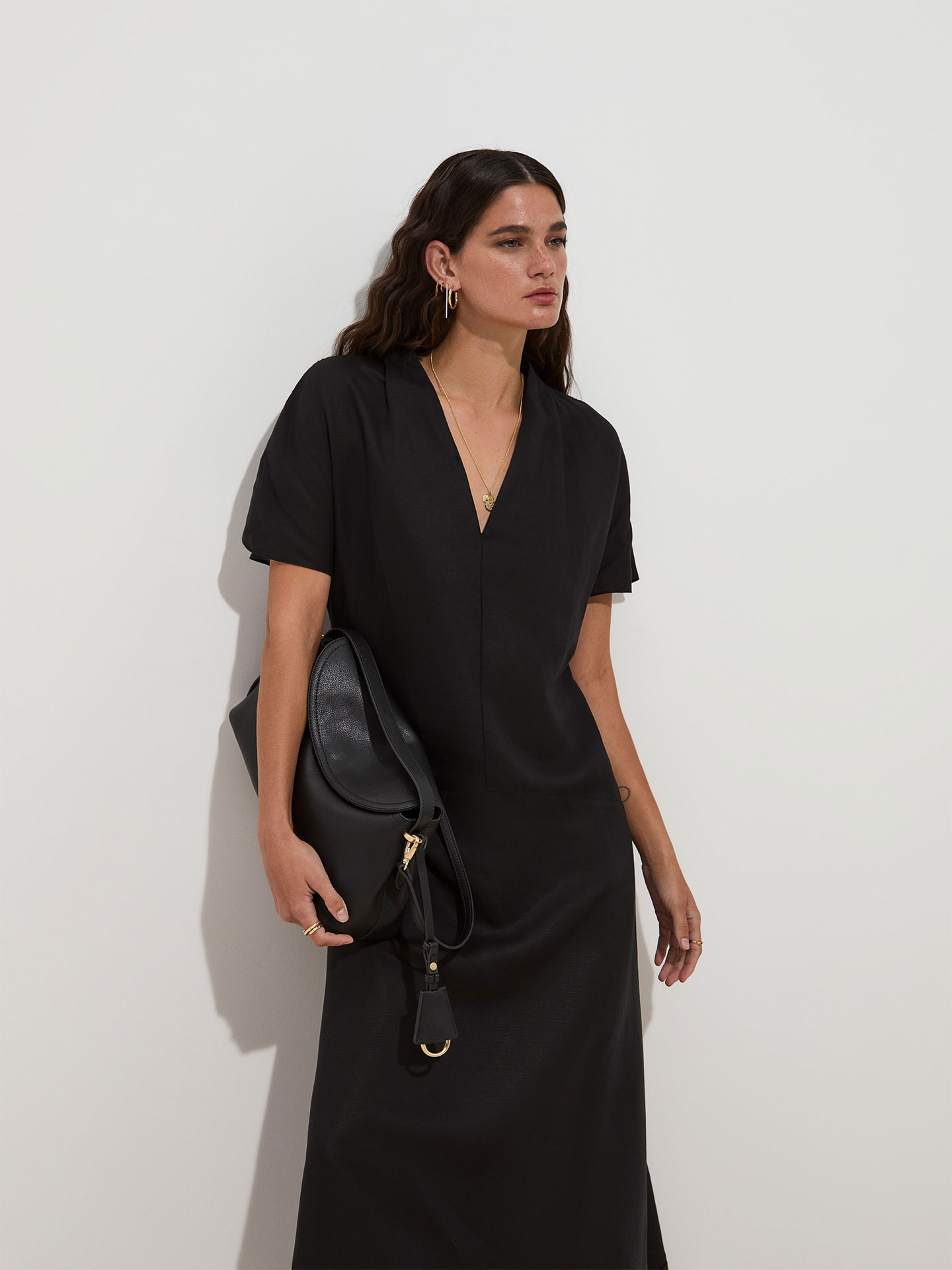 Vestido Comprido de Manga Curta