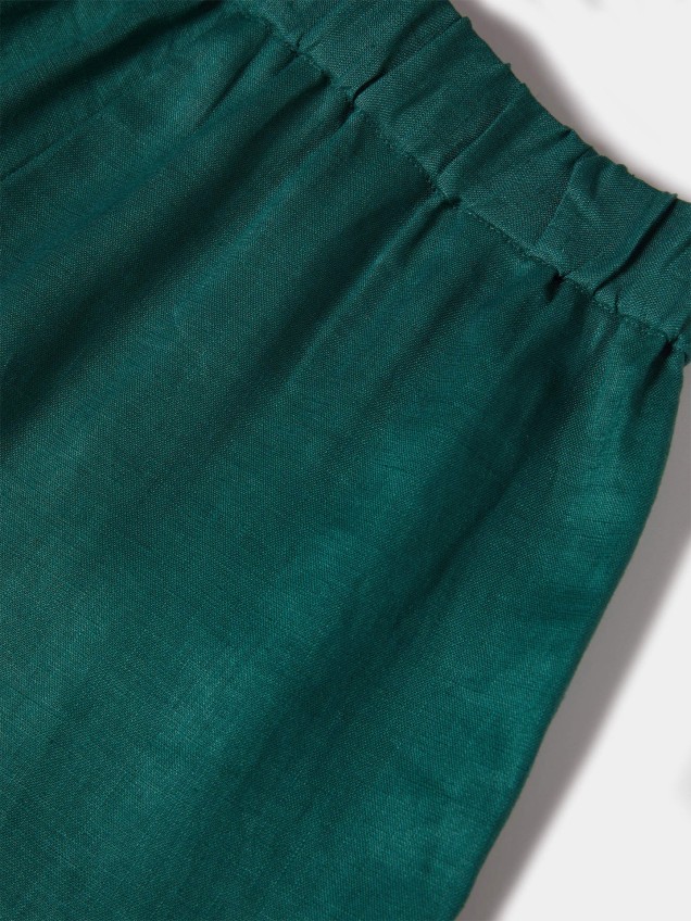 Calças de Perna Larga em Linho