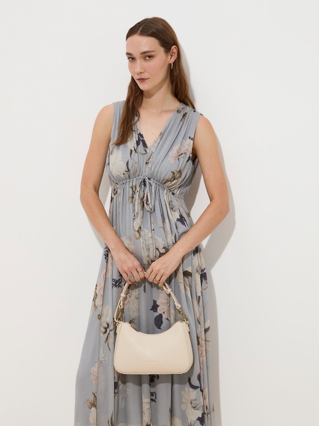 Vestido Midi Floral com Decote em V