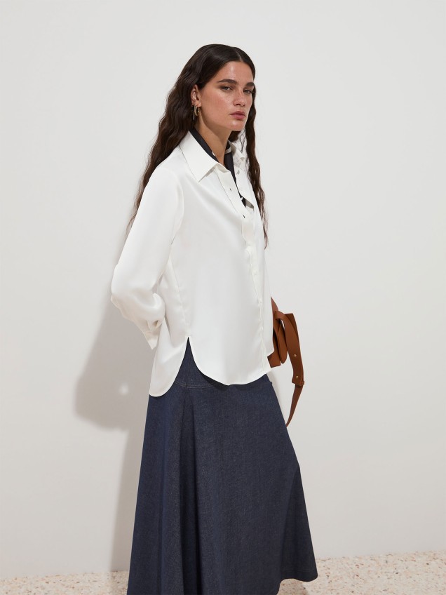 Camisa Fluida Acetinada