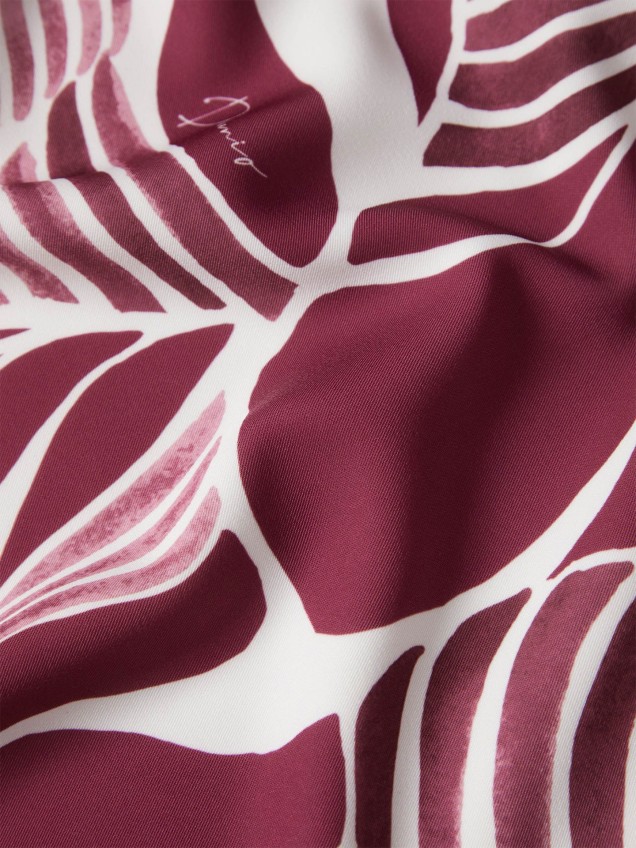 Vestido com Estampado de Folhas