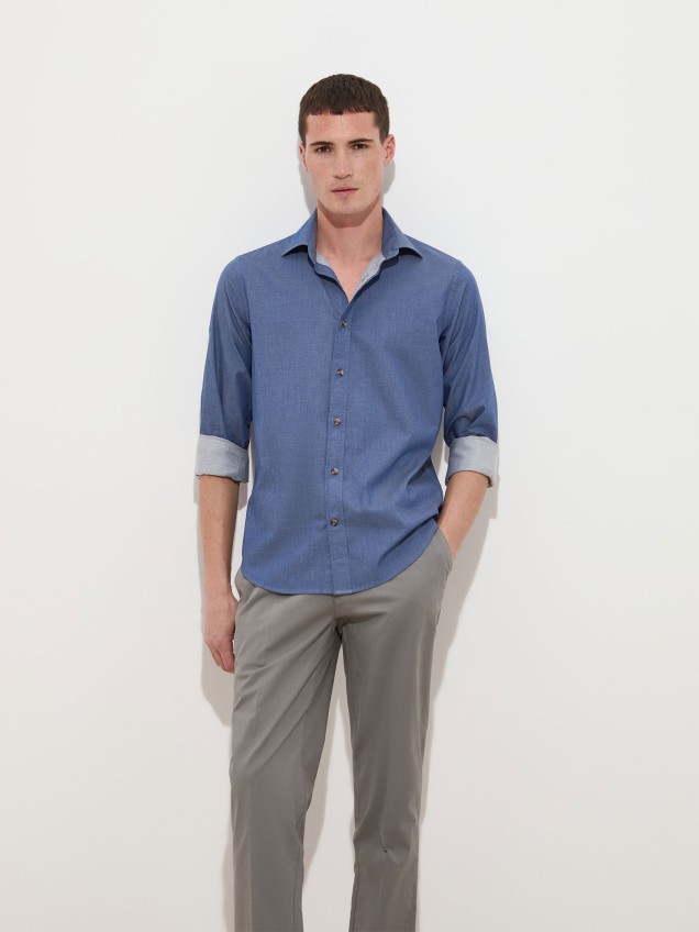 Camisa Slim Fit com Micro-Padrão