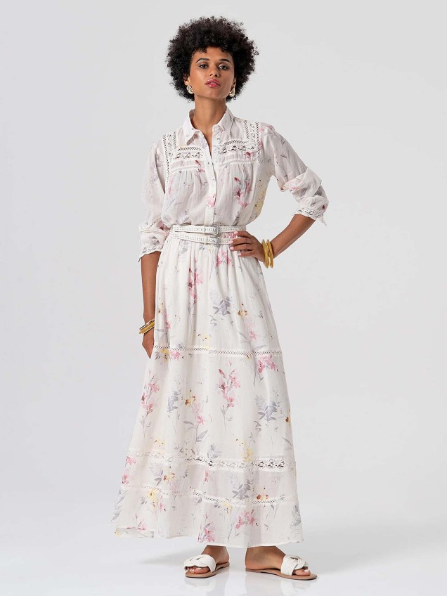 Camisa de Corte Regular com Padrão Floral
