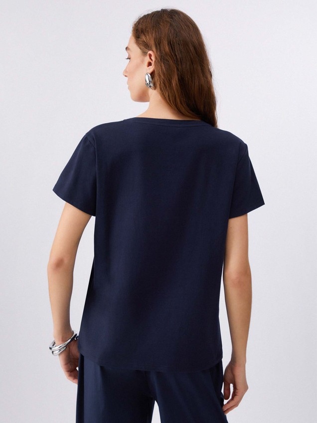 T-shirt com Estampado e Brilhantes