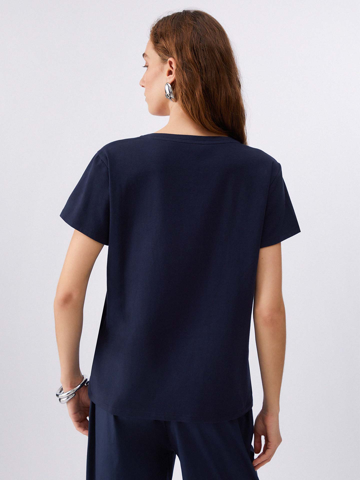 T-shirt com Estampado e Brilhantes