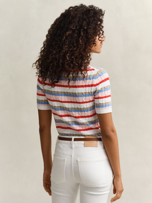 Camisola de Malha Texturada às Riscas