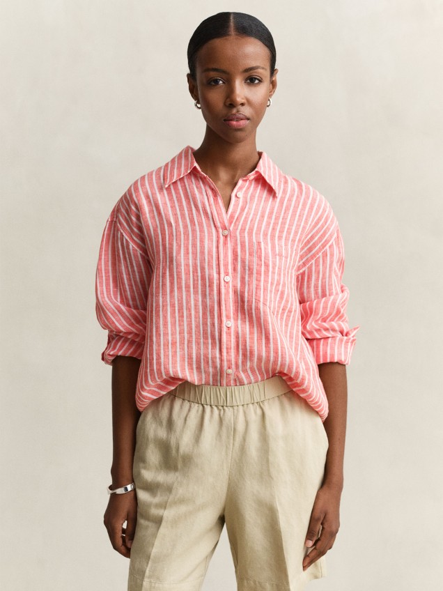 Camisa de Linho �s Riscas