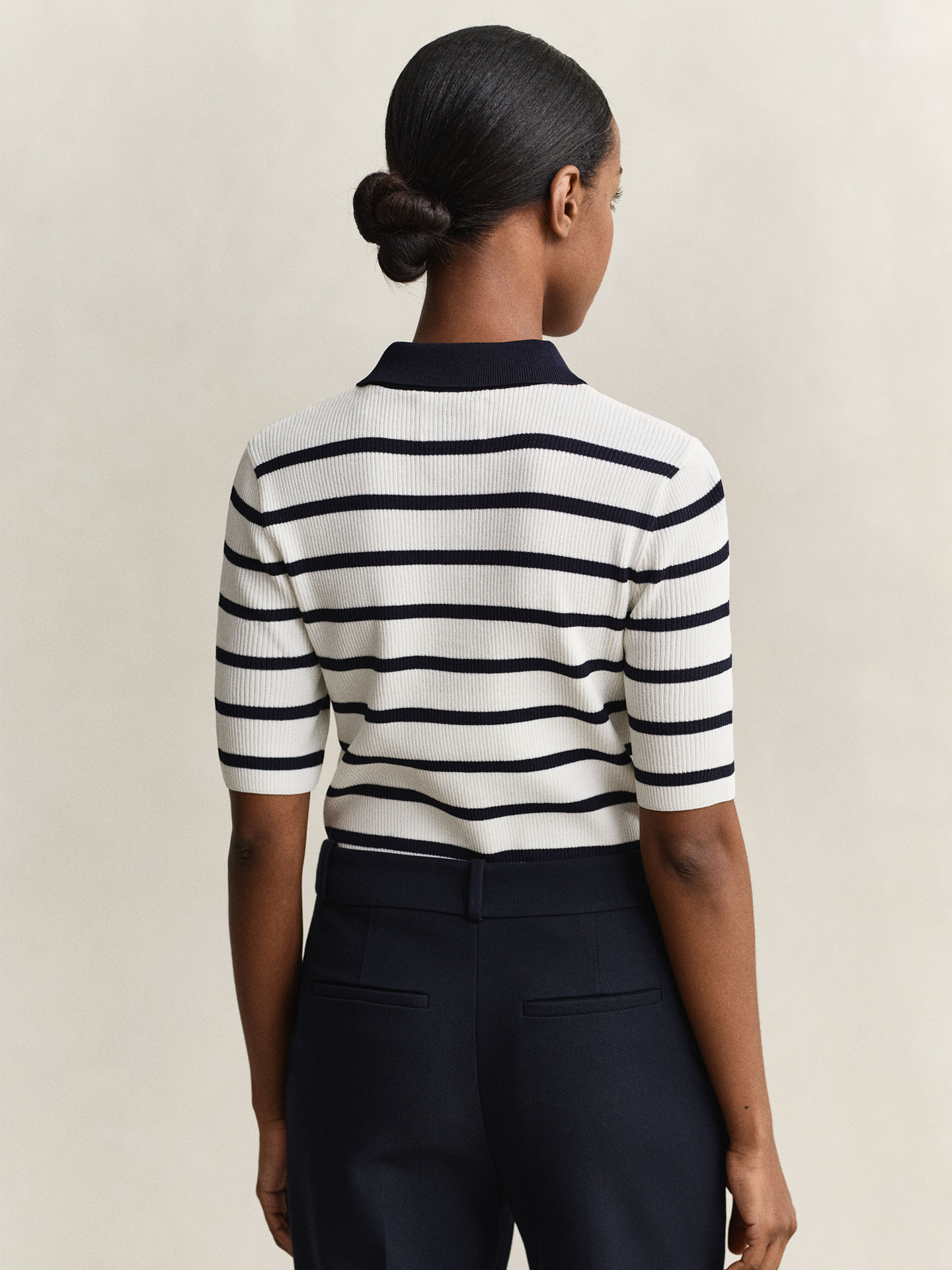 Polo de Malha Canelada às Riscas