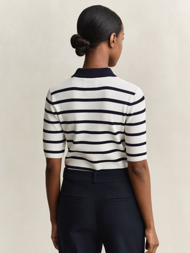 Polo de Malha Canelada às Riscas