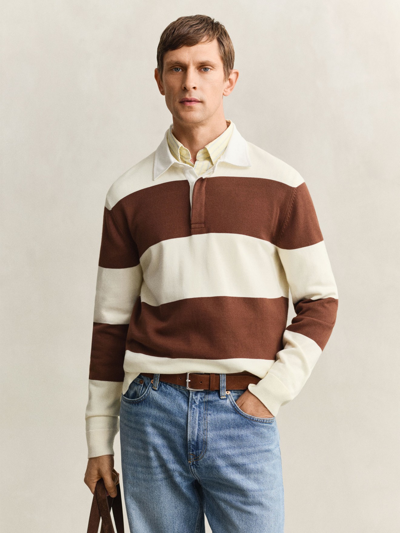 Polo de Manga Comprida �s Riscas