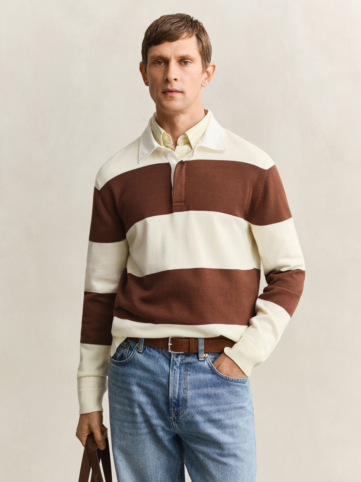 Polo de Manga Comprida às Riscas