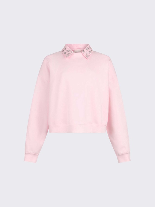 Sweatshirt com Gola de Pedraria