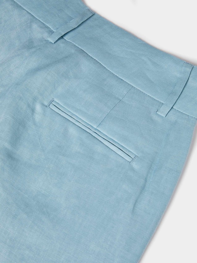 Calças de Perna Larga em Linho