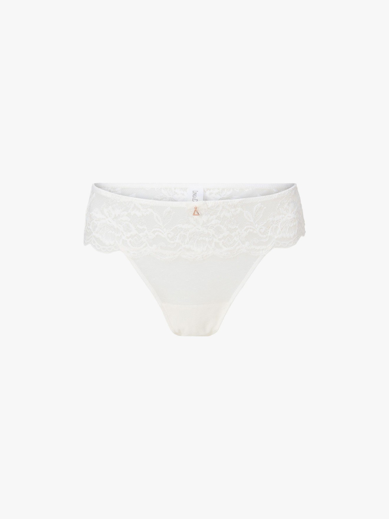 Cueca Tanga de Renda Semi-Transparente com La�o