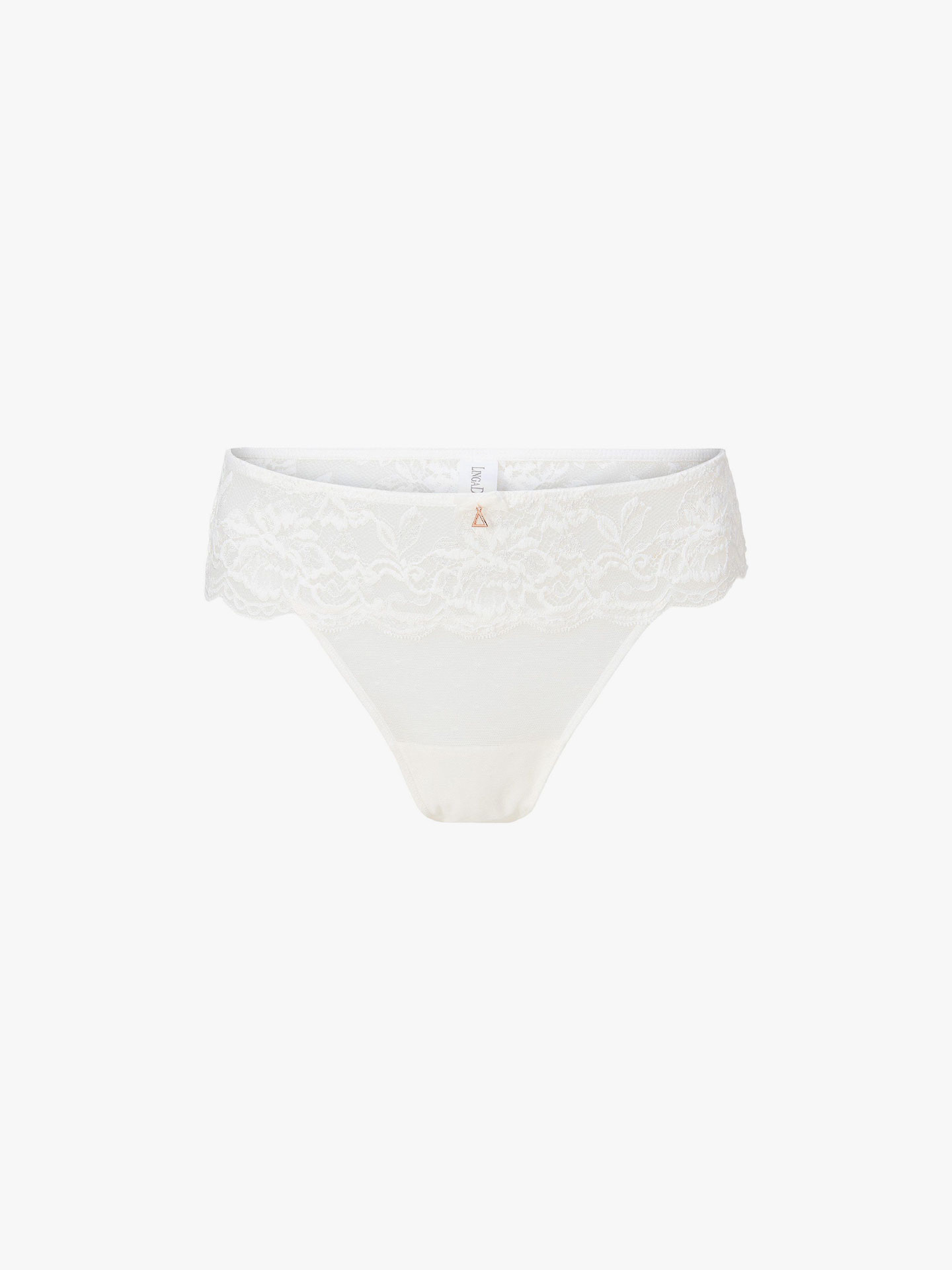 Cueca Tanga de Renda Semi-Transparente com Laço