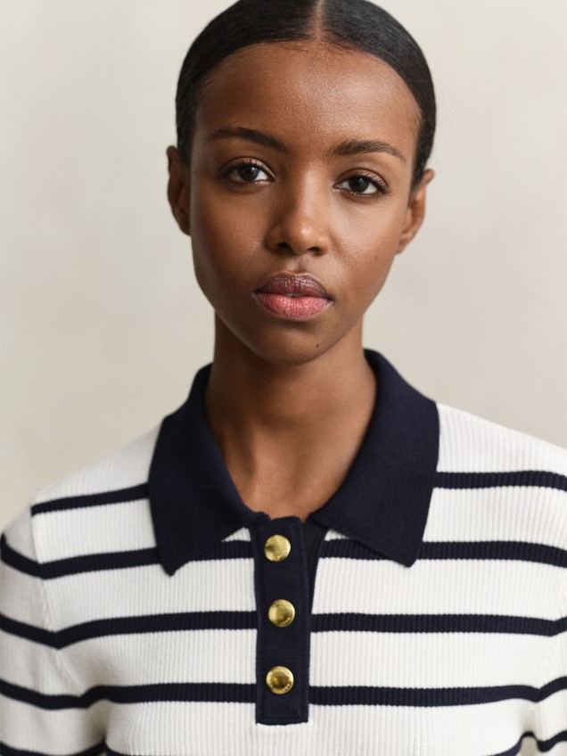 Polo de Malha Canelada às Riscas