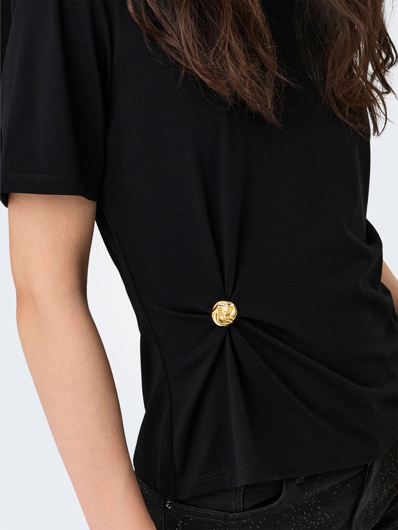 T-shirt Cropped com Detalhe Franzido