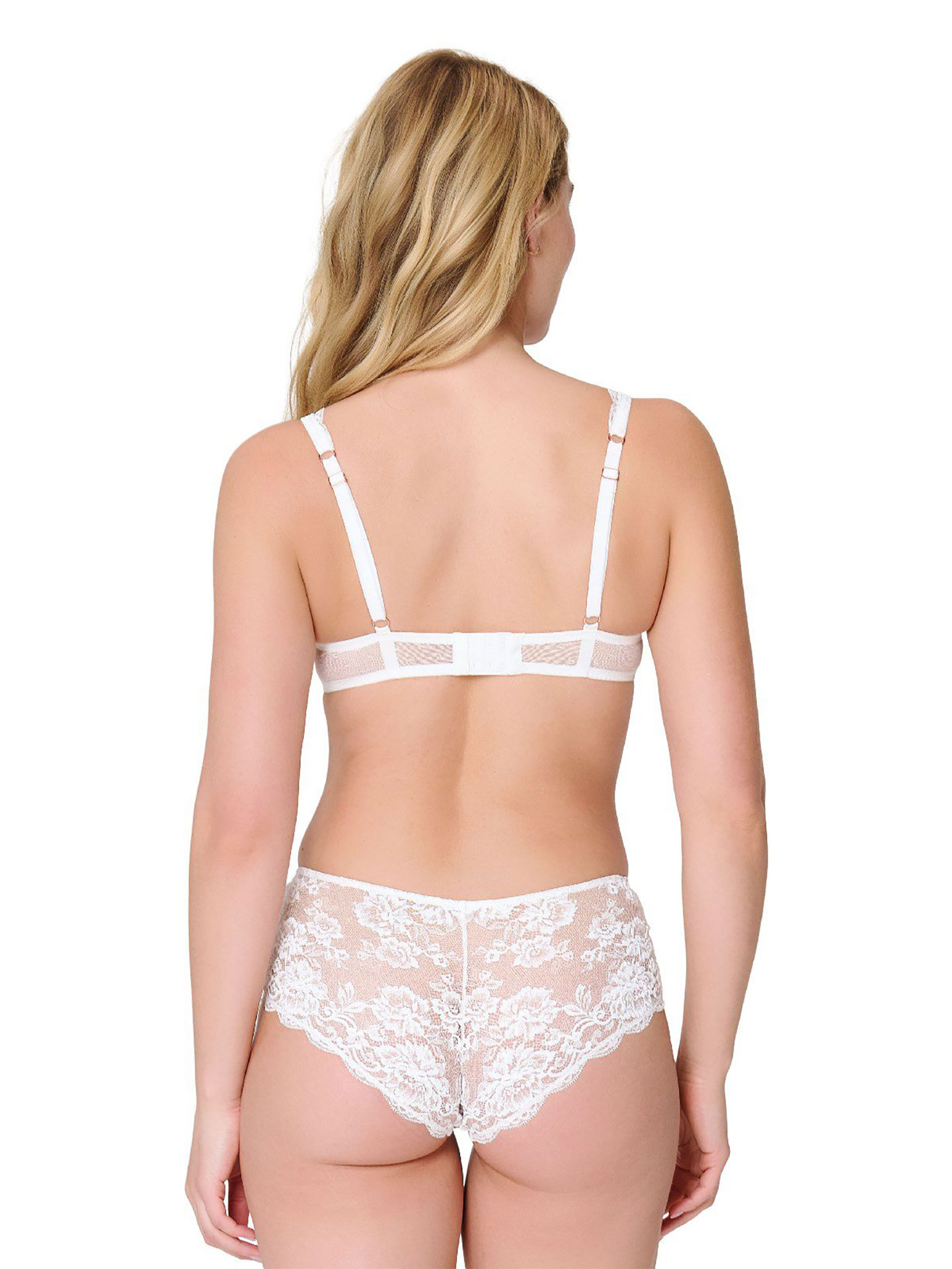 Cueca Hipster de Renda Floral Semi-Transparente