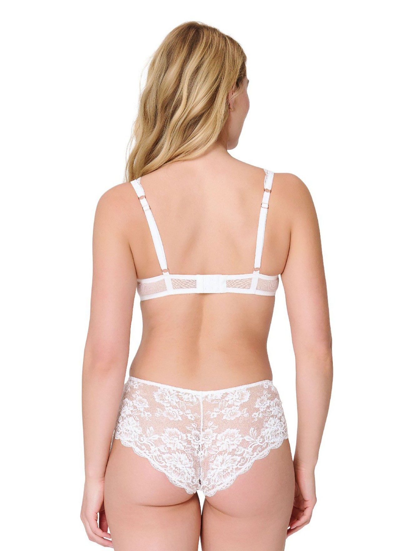 Cueca Hipster de Renda Floral Semi-Transparente