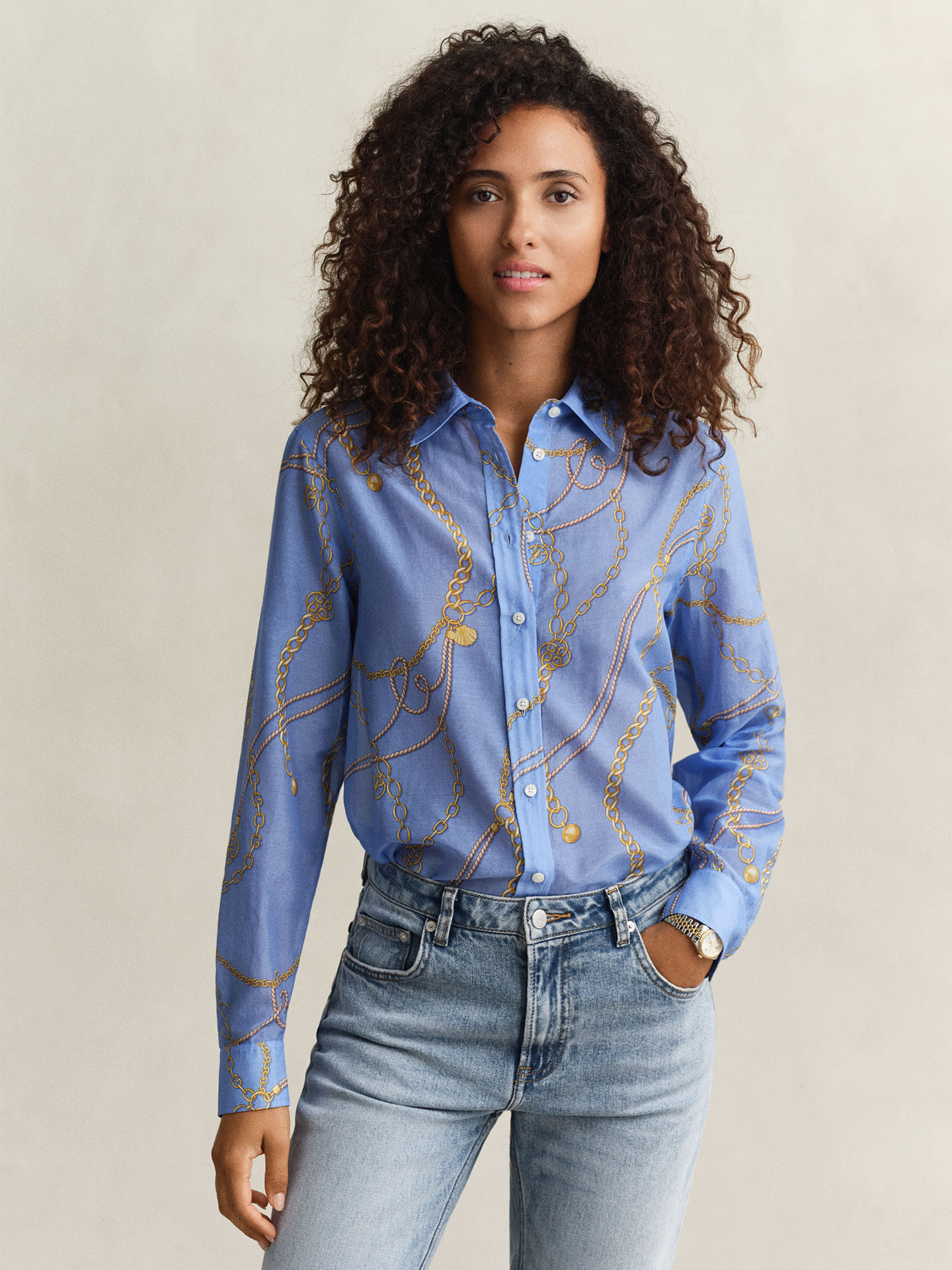 Camisa com Padrão de Correntes