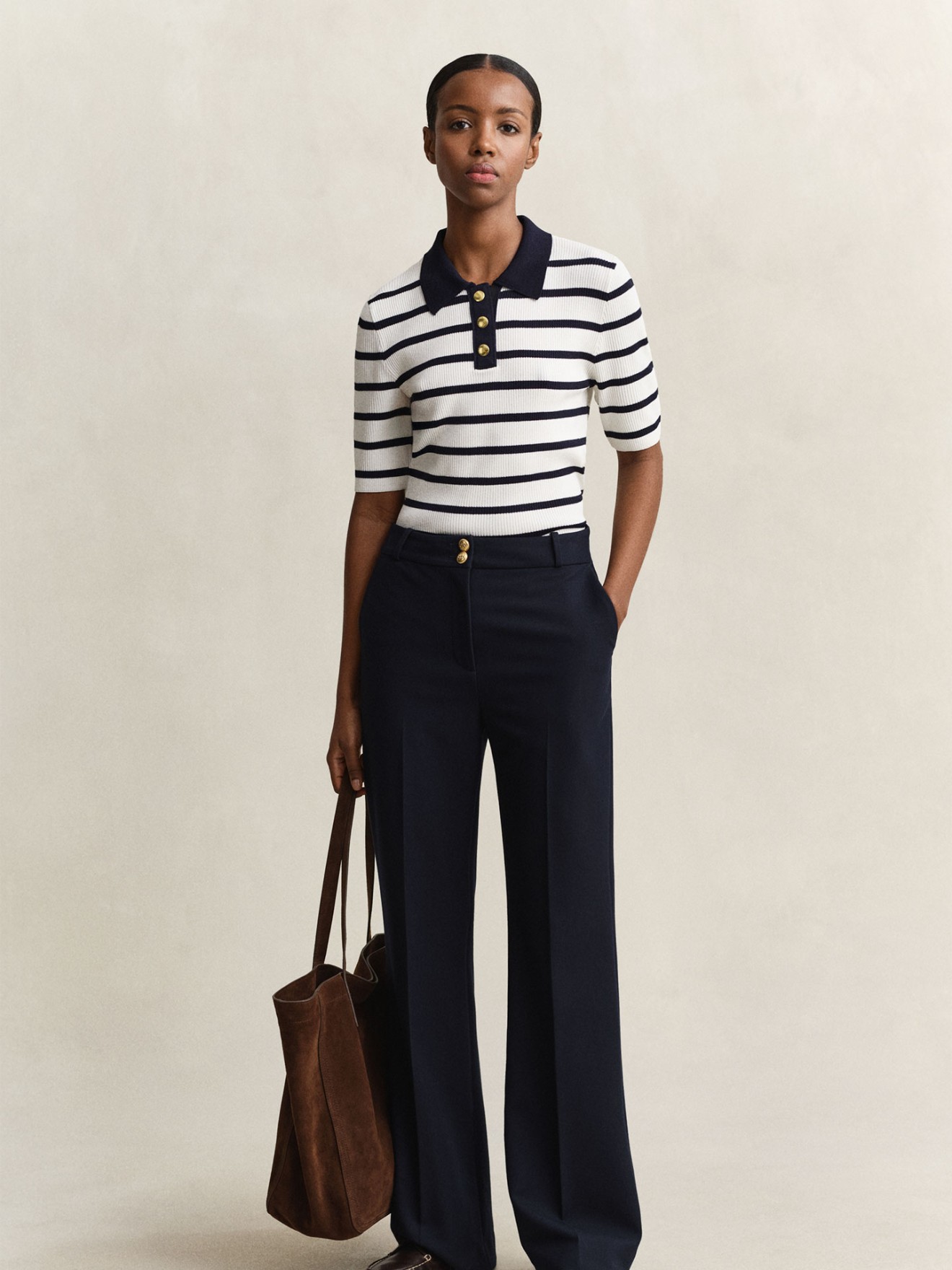 Polo de Malha Canelada às Riscas