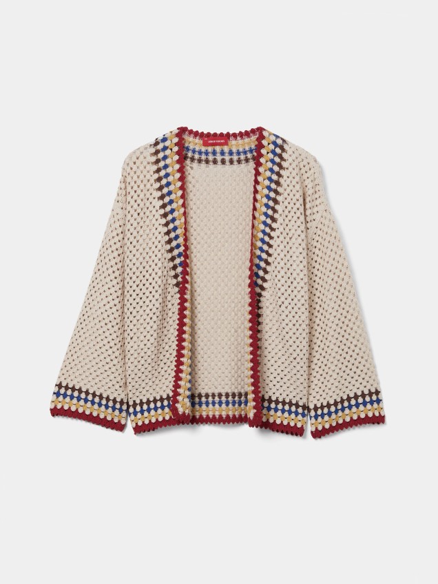 Casaco de Malha com Efeito Crochet