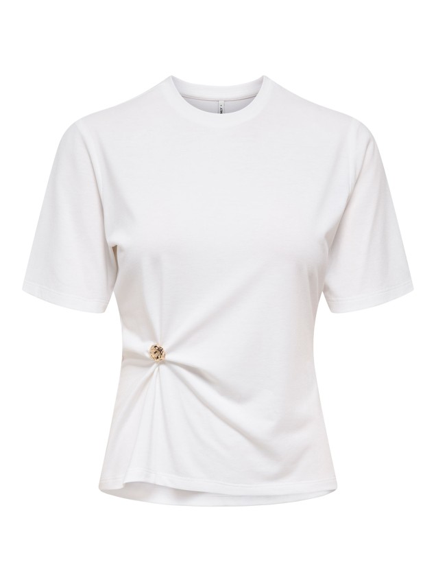 T-shirt Cropped com Detalhe Franzido