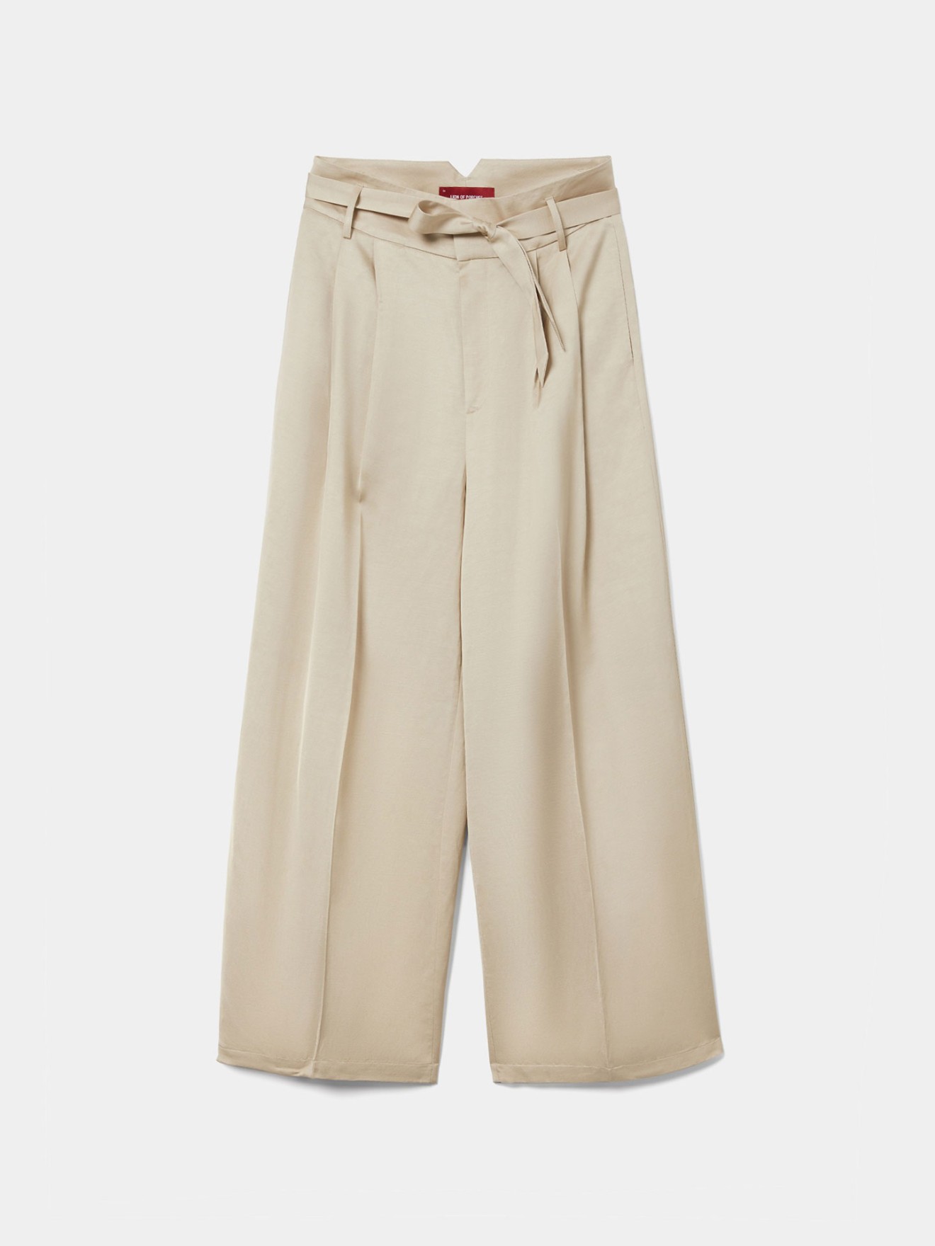 Cal�as Wide Leg com Pregas e Cinto