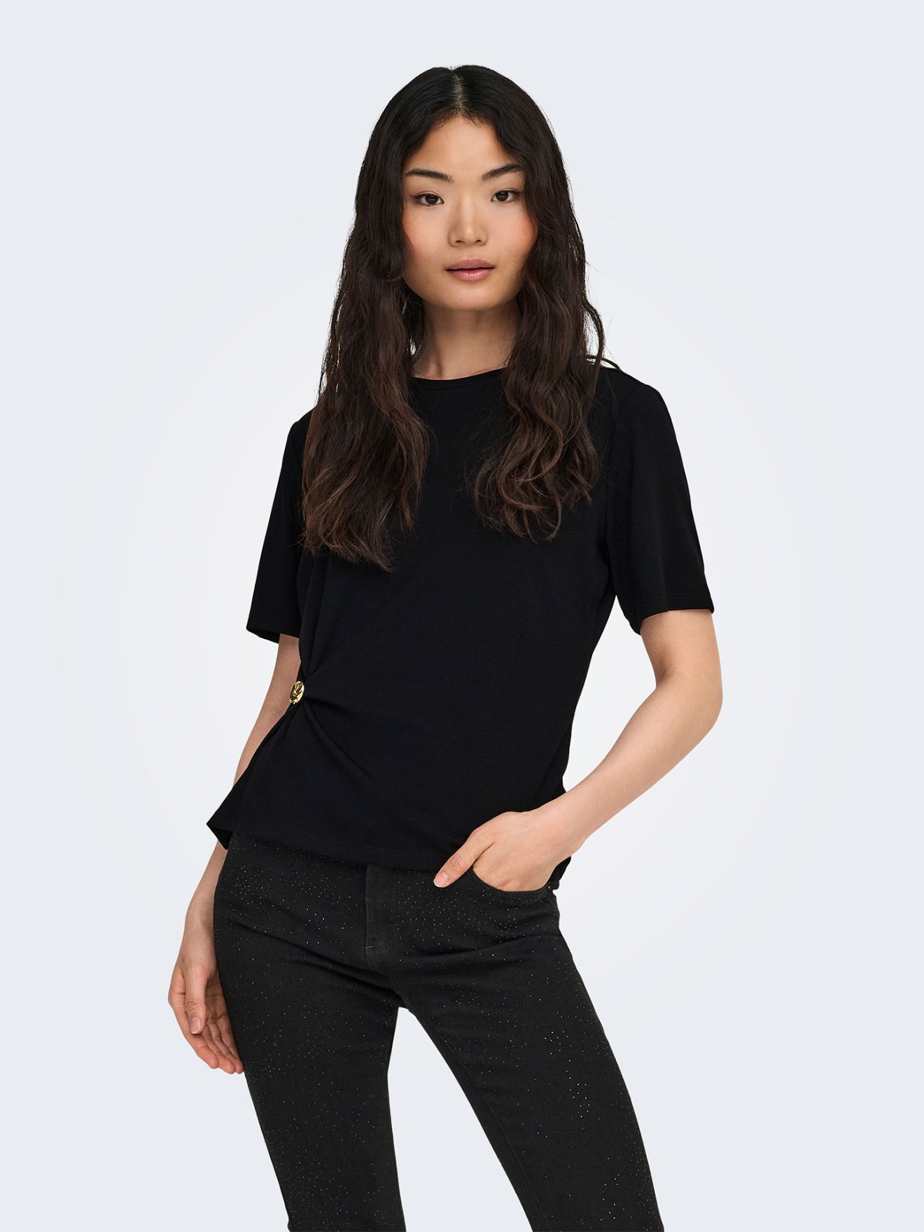 T-shirt Cropped com Detalhe Franzido