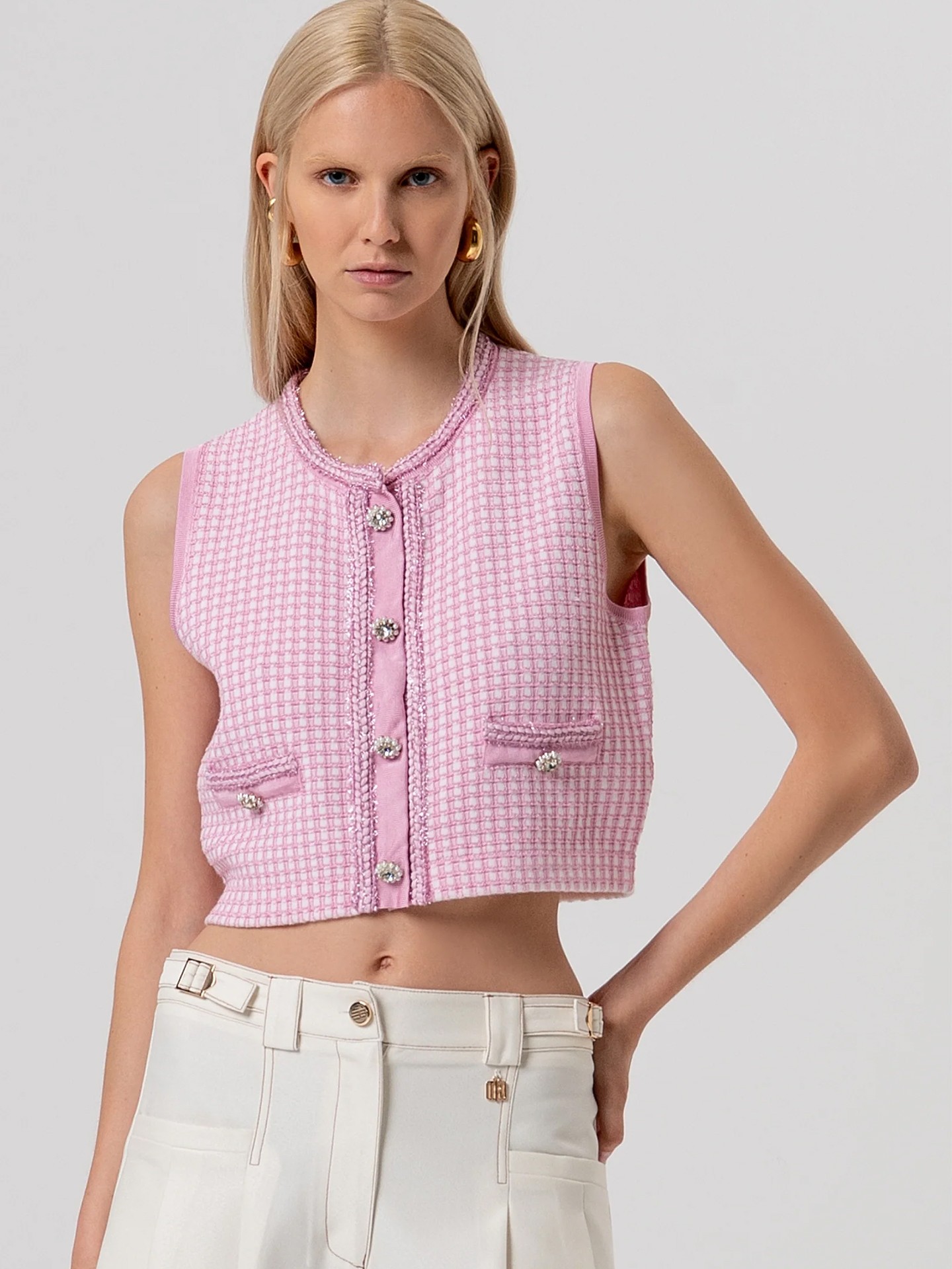 Colete Curto em Tweed