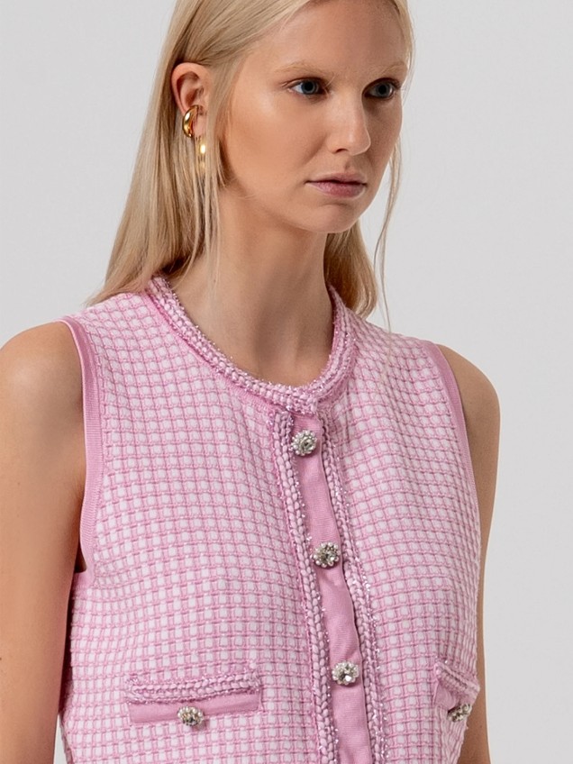 Colete Curto em Tweed