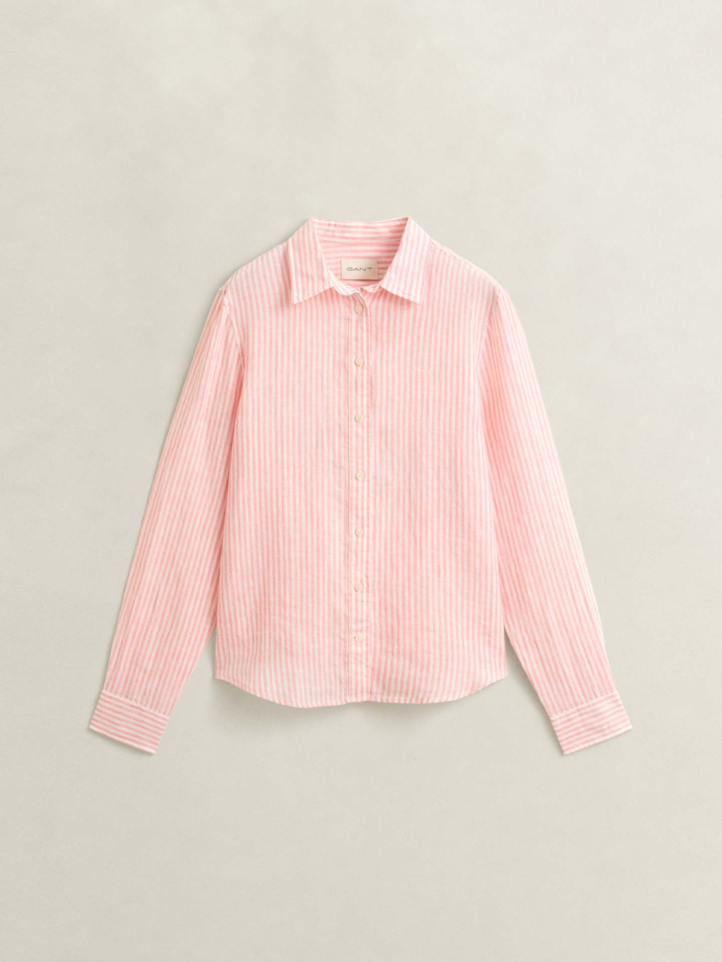 Camisa de Linho �s Riscas Corte Regular