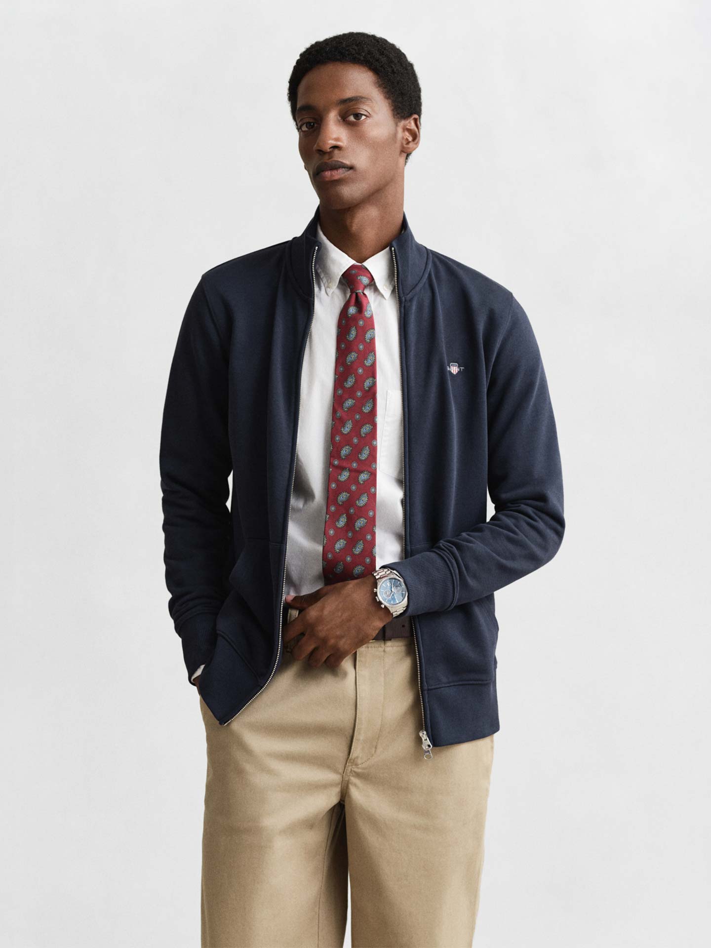 Casaco com Fecho de Correr e Gola Alta