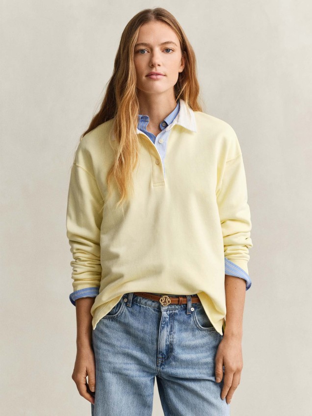 Sweatshirt com Gola de Polo