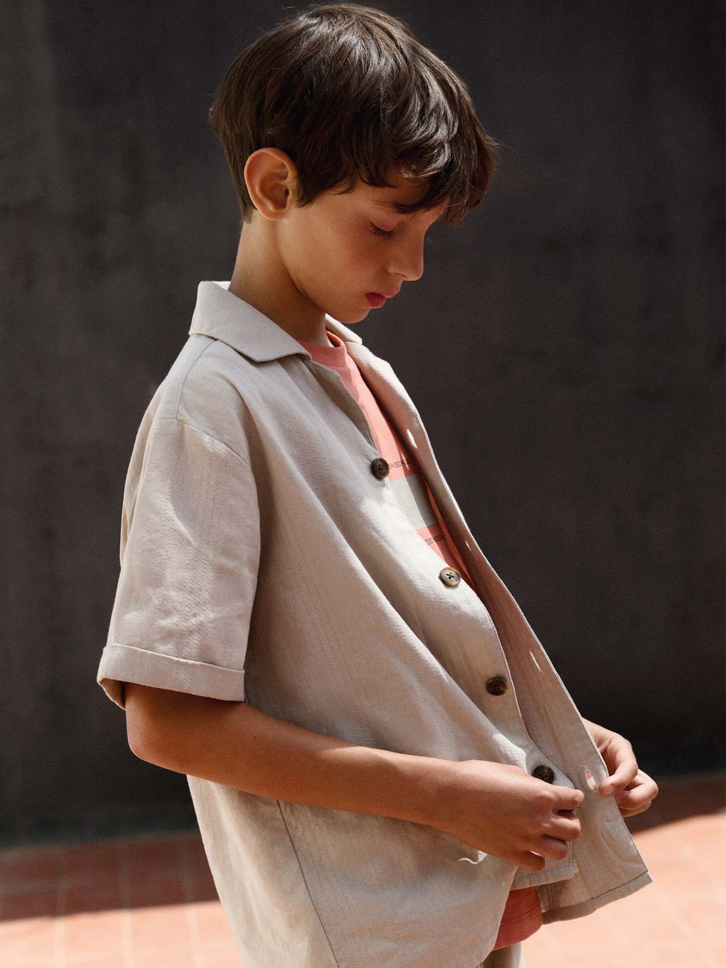 Camisa de Manga Curta com Textura