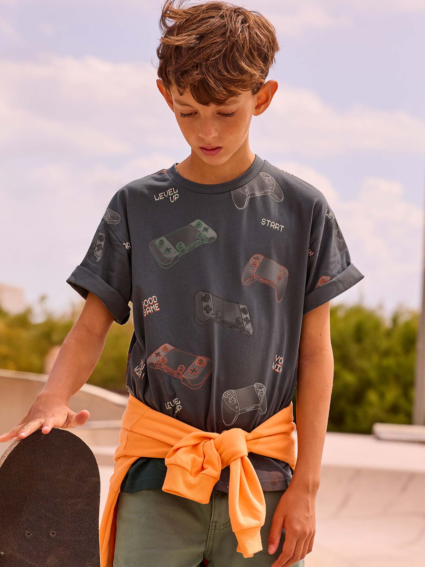 T-shirt com Estampado de Videojogos